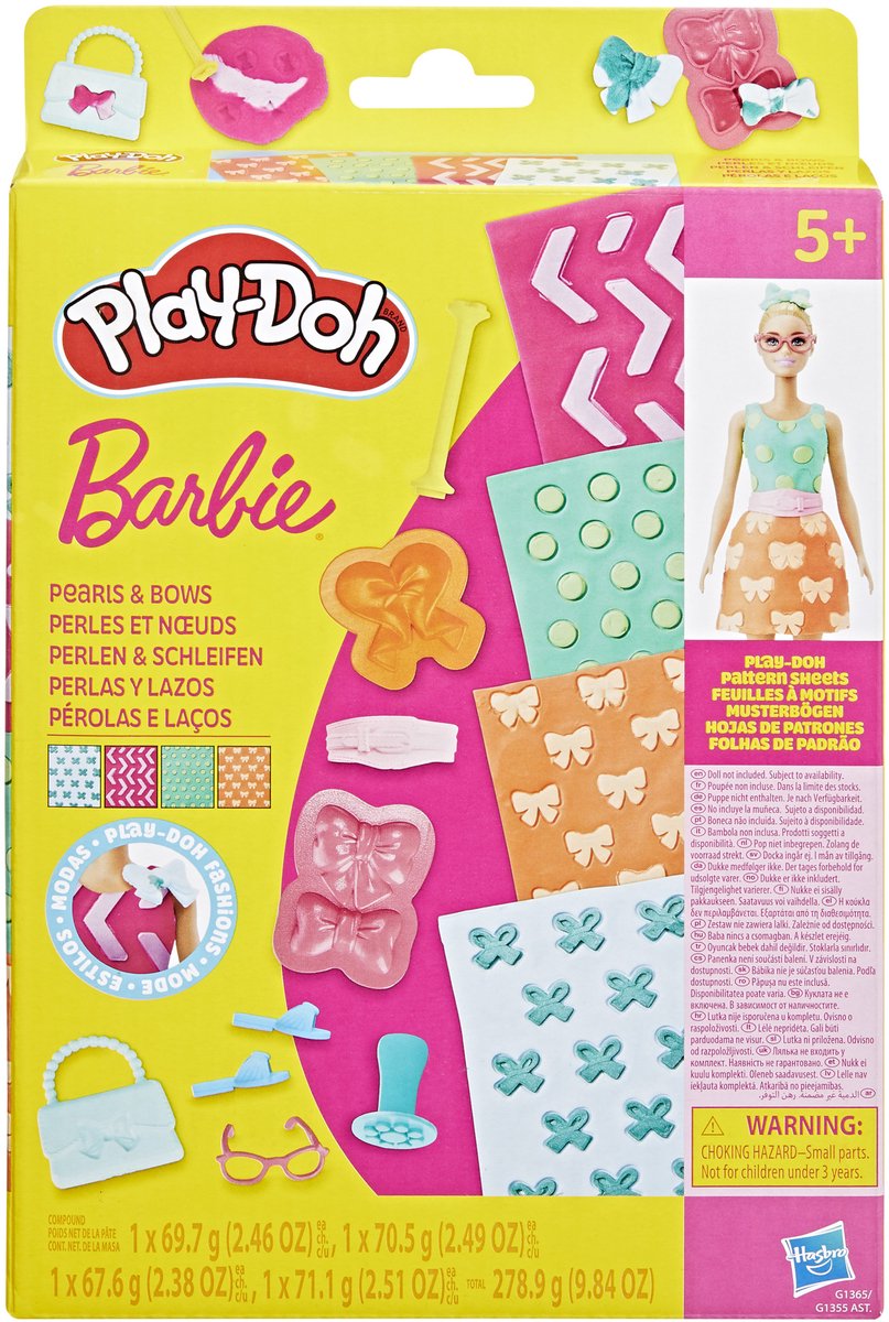 Play-Doh -patronenpakket barbie parels en strikken - navulset - boetseerklei
