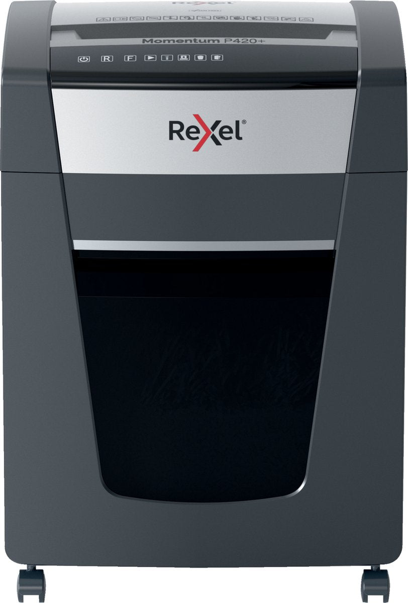 Rexel momentum p420+ ultrastille papierversnipperaar - p4 snippers - tot 20 vel - 30l - zwart
