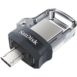 USB-stick SanDisk Dual Drive m3.0 for Android transparant zwart