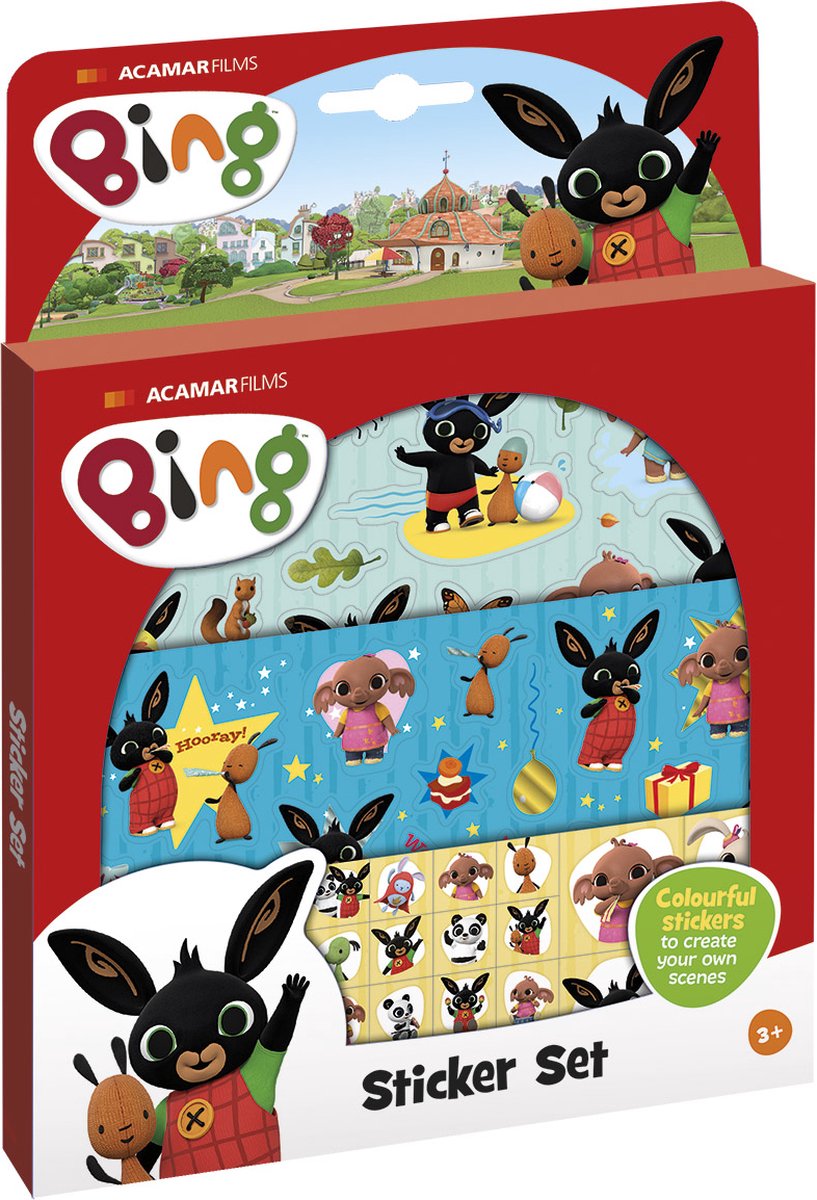 Bambolino Bing stickers, 3 stickervellen met speelachtergrond, creatief speelgoed - vanaf 3 jaar - toys