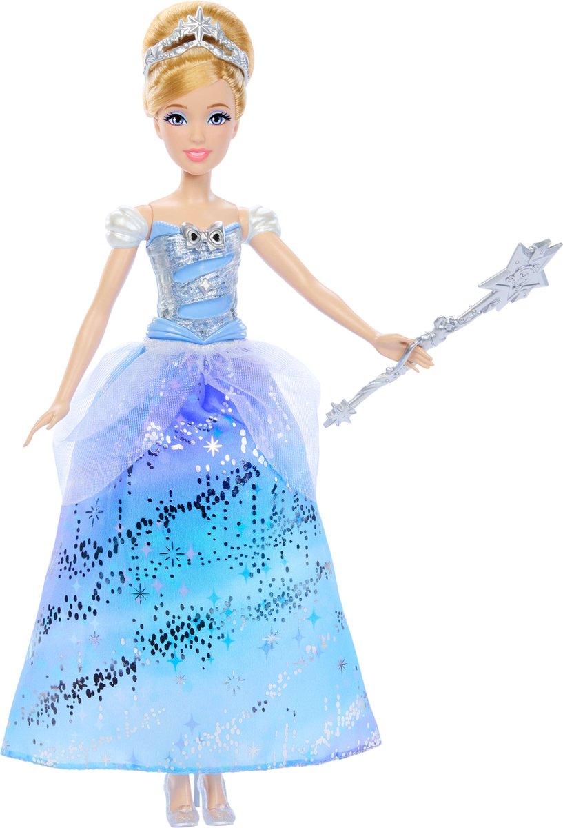 Mattel Disney prinses assepoester – betoverende baljurk modepop met lichtshow en geluid