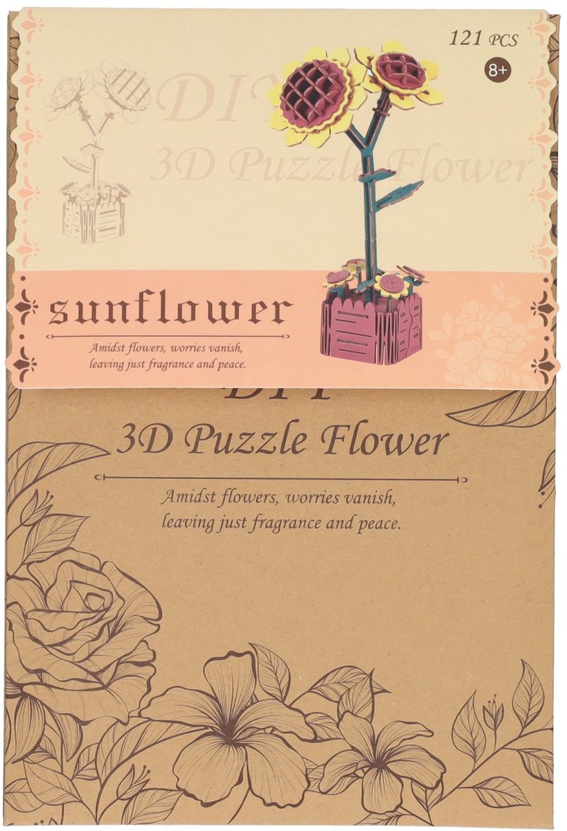 Lobbes Speelgoed BV Lobbes houten bouwpakket zonnebloemen 3d - creatief speelgoed 121dlg.