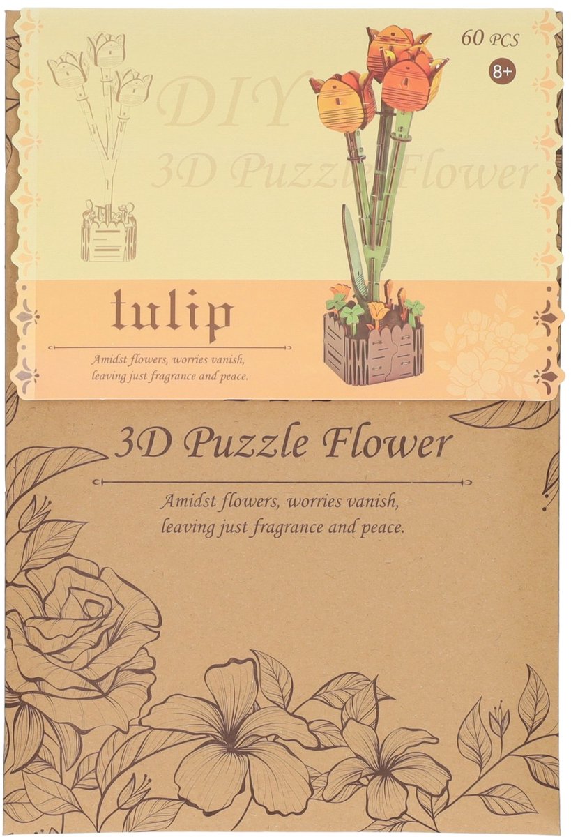 Lobbes Speelgoed BV Lobbes houten bouwpakket tulpen 3d - creatief speelgoed 60dlg.