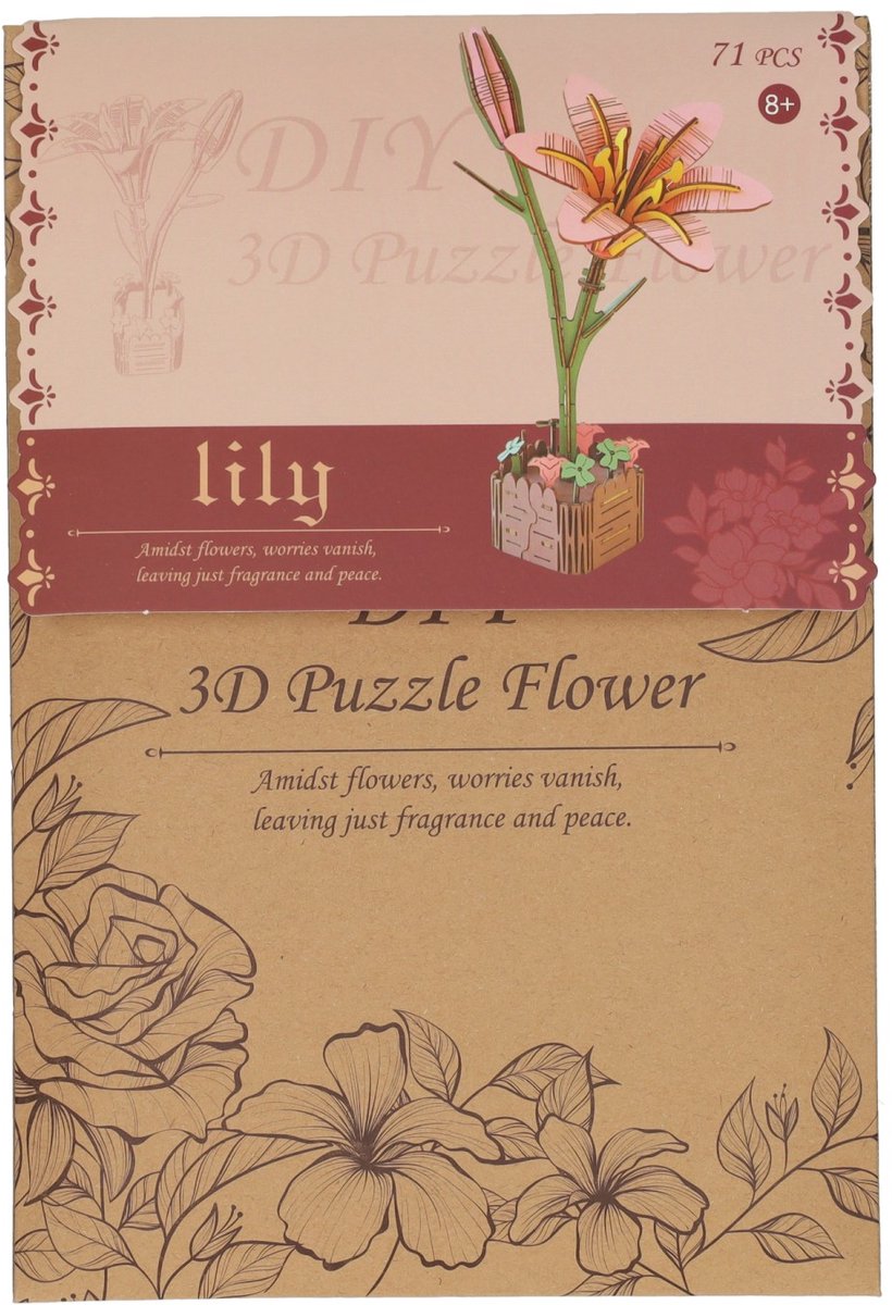 Lobbes Speelgoed BV Lobbes houten bouwpakket lelie 3d - creatief speelgoed bloemen.