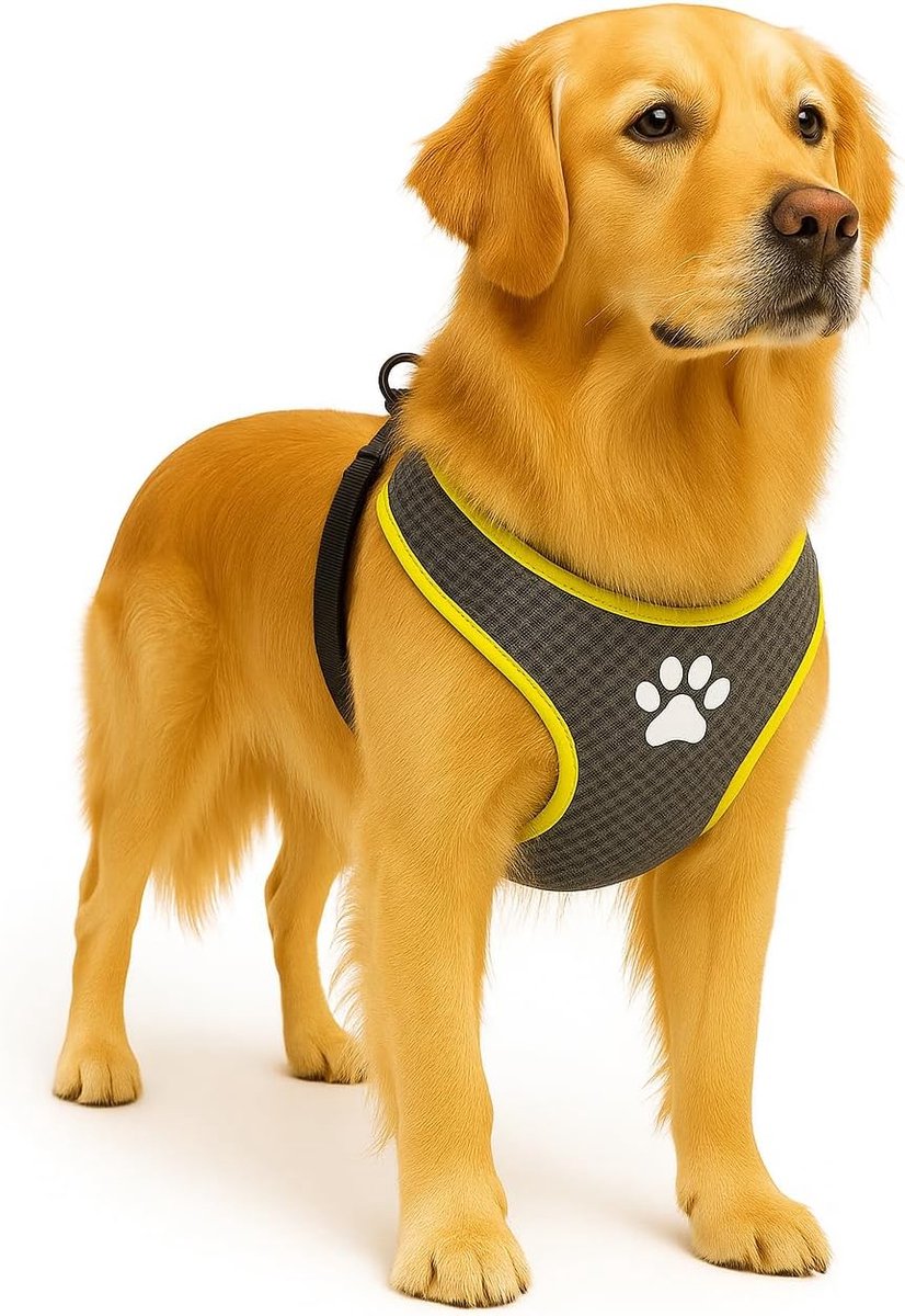 Flamingo Harnas hond – honden tuigje – harnas hond anti trek – hondentuigjes – hondentuig anti trek – step go tasha – grijs – maat xl – a:65cm b:90-115cm x 20mm x 5mm