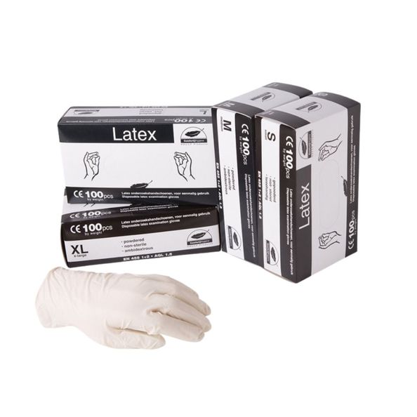 Handschoen Latex wit Small gepoederd (100 stuks)