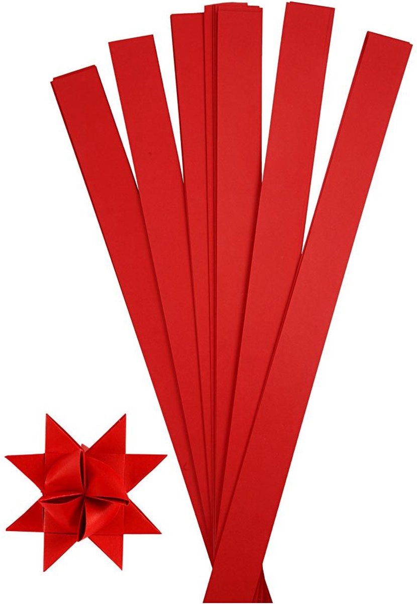 Creativ Company Vlechtstroken - papierstroken - diy hobby decoratie - rood - afmetingen 73x11,5 cm - breedte 25 mm - set van 100