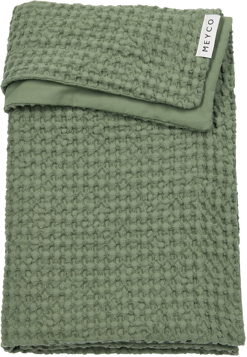 Meyco baby wafel katoen wiegdeken - olive green - 75x100cm - 1.0 tog