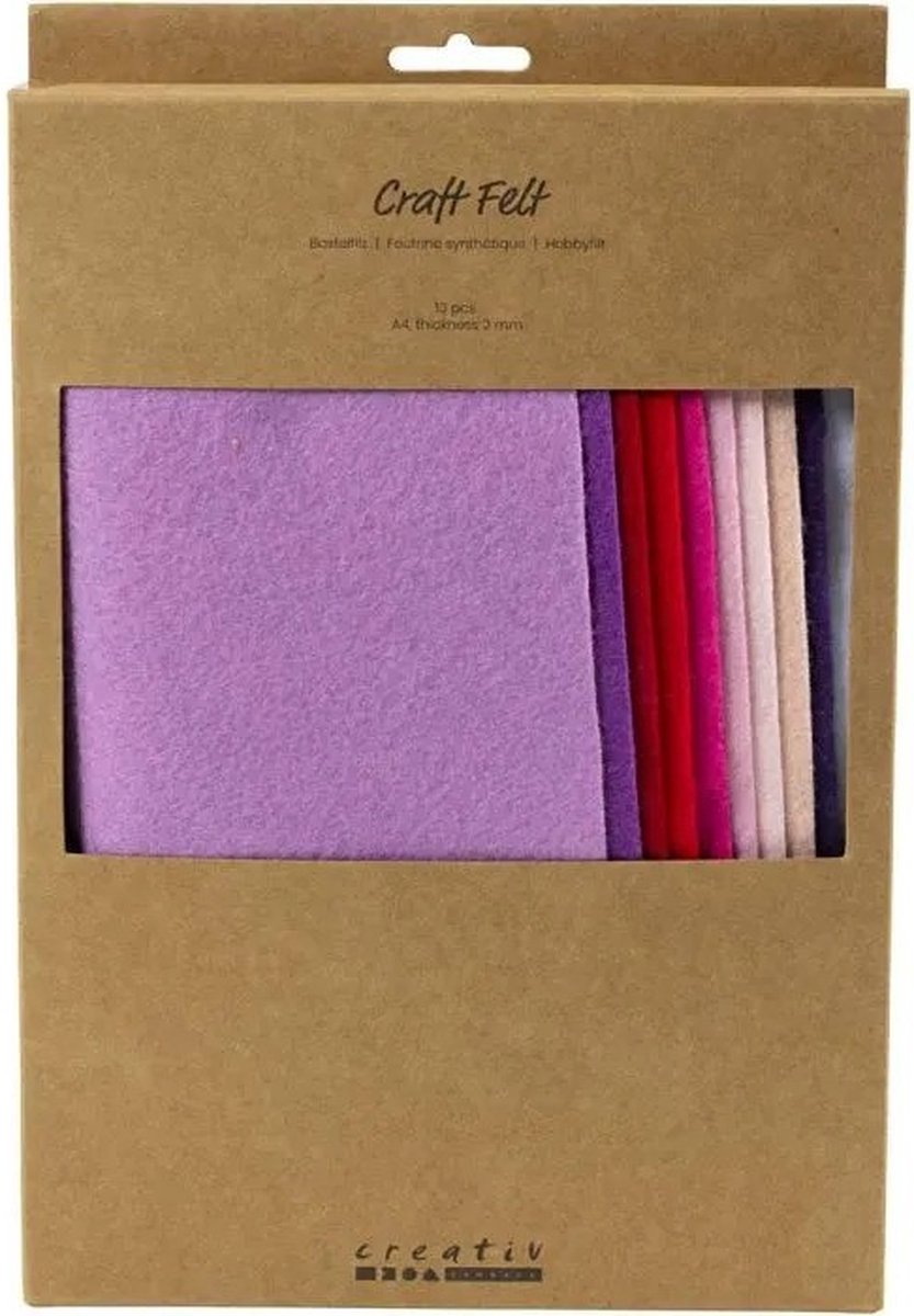 Creativ Company Hobbyvilt a4 dikte 2mm paars en roze harmonie - 10st.