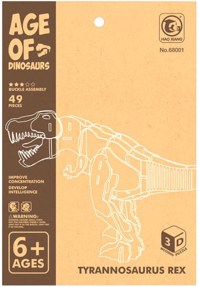 Lobbes Speelgoed BV Lobbes houten bouwpakket t-rex dino 3d speelgoed knutselen.