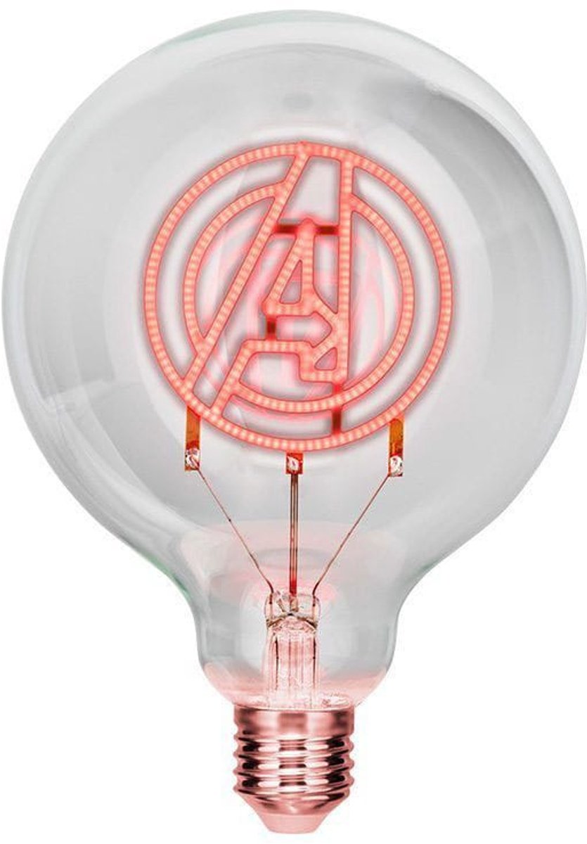 Paladone Marvel avengers decoratieve led neon e27 schroeflamp – geschikt voor elke edison‑compatibele lamp, officieel gelicentieerd superhelden verzamelcadeau voor slaapkamers woningen –