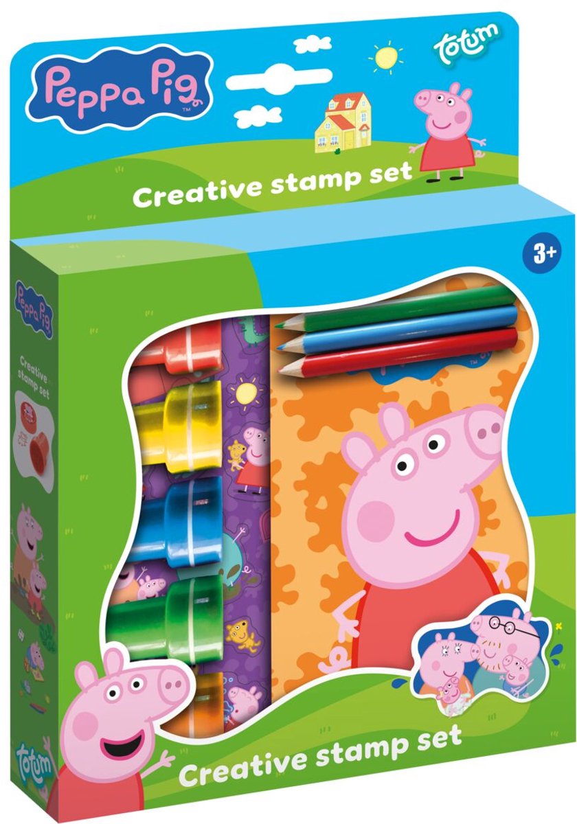 Totum Peppa pig creatieve knutselset met stempels, potloden en stickers - educatief speelgoed junior creatief knutselen stempelen knutselen