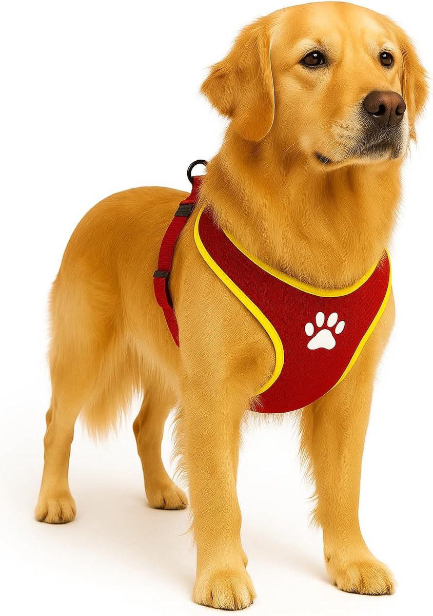 Flamingo Harnas hond – honden tuigje – harnas hond anti trek – hondentuigjes – hondentuig anti trek – step go tasha – rood – maat xl – a:65cm b:90-115cm x 20mm x 5mm