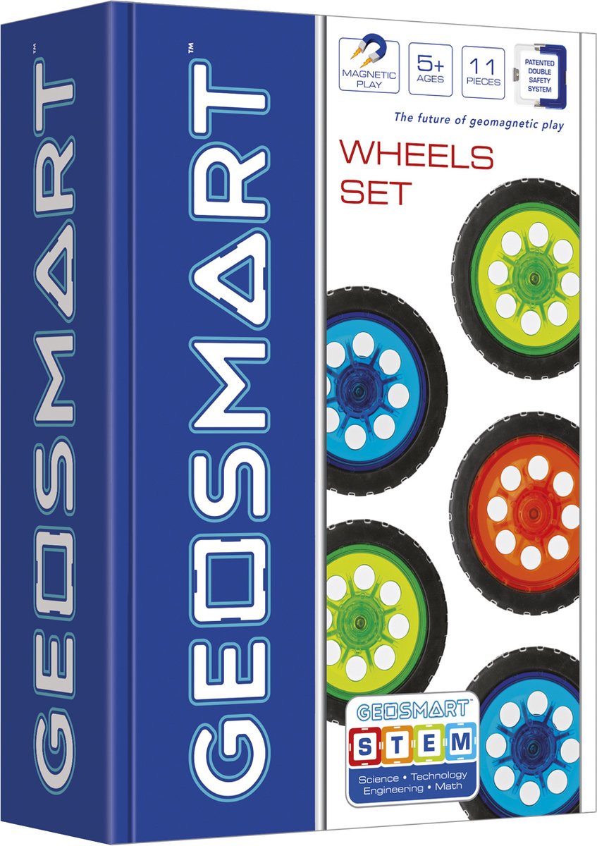 GeoSmart wheel set - magnetische uitbreidingsset met wielen - technische constructie accessoires - vanaf 5 jaar