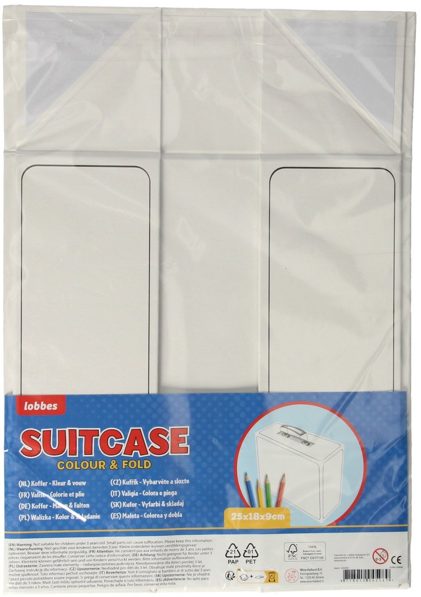 Wins Holland koffertje knutselen blanco papier fsc handvat.