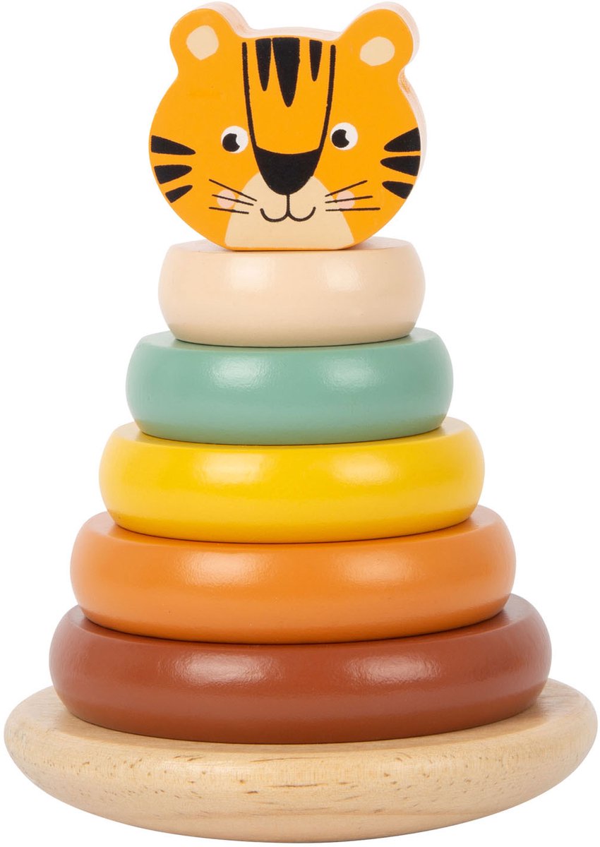 Small Foot - houten stapeltoren safari tijger, 7dlg.