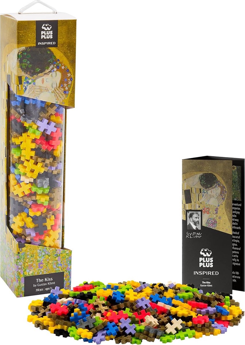 Plus-Plus inspired klimt the kiss 350 delige bouwset - 4280 - bouwspeelgoed kunstwerk - constructiespeelgoed - set met bouwstenen - vanaf 7 jaar