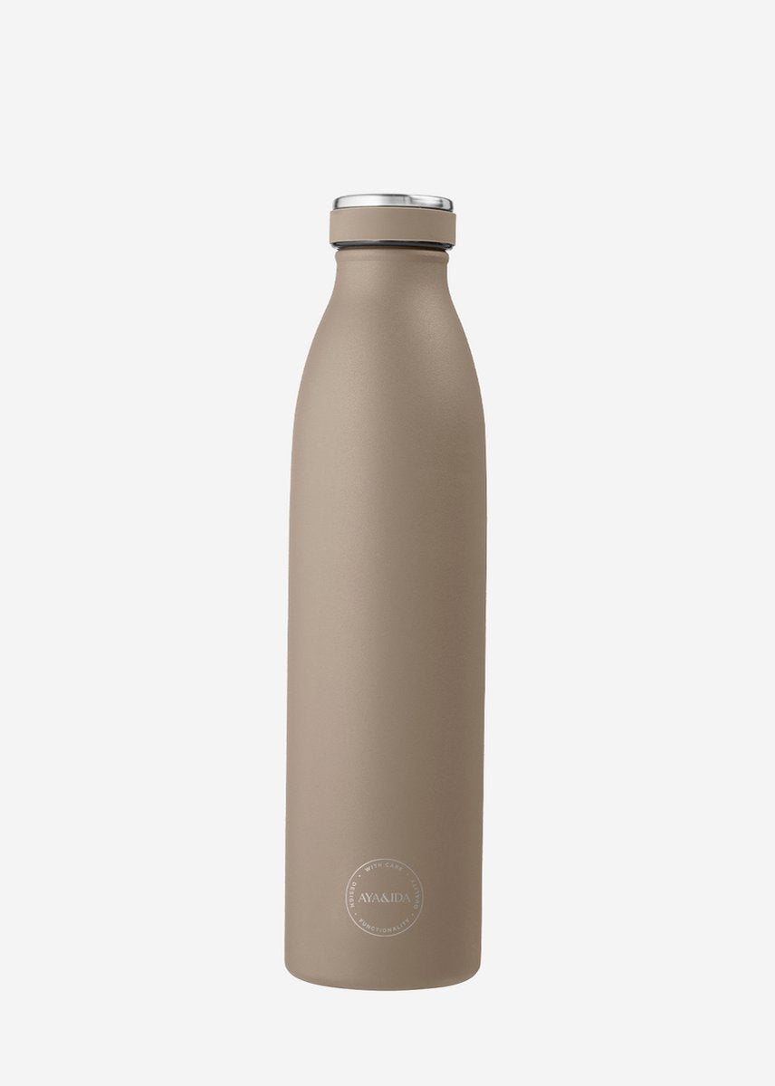 Aya Ida Aya ida - drinking bottle - thermosfles - drinkfles - waterfles - to go - 750ml - dusty brown nieuw!