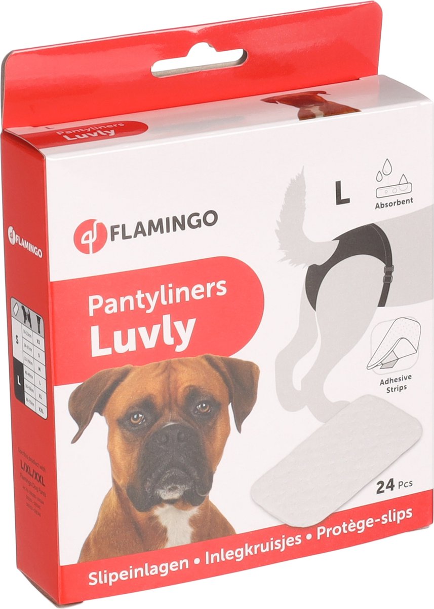 Flamingo Inlegkruisje hond – loopsheidbroekje hond – luvly wit l – 24 stuks – voor loopsheid comfort