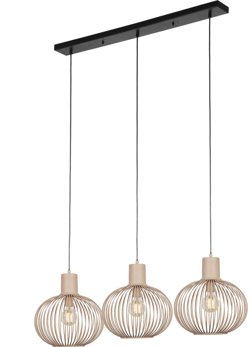 TRIO gila - hanglamp - sand - excl. 3x e27 4 w - plafondbevestiging - in hoogte verstelbaar