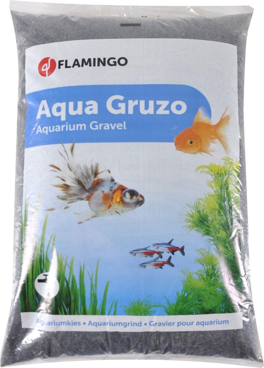 Flamingo Aquarium – grind gruzo fijn – zwart – 9 kg – decoratief aquariumgrind – natuurlijke bodem voor vissen planten – europese kwaliteit
