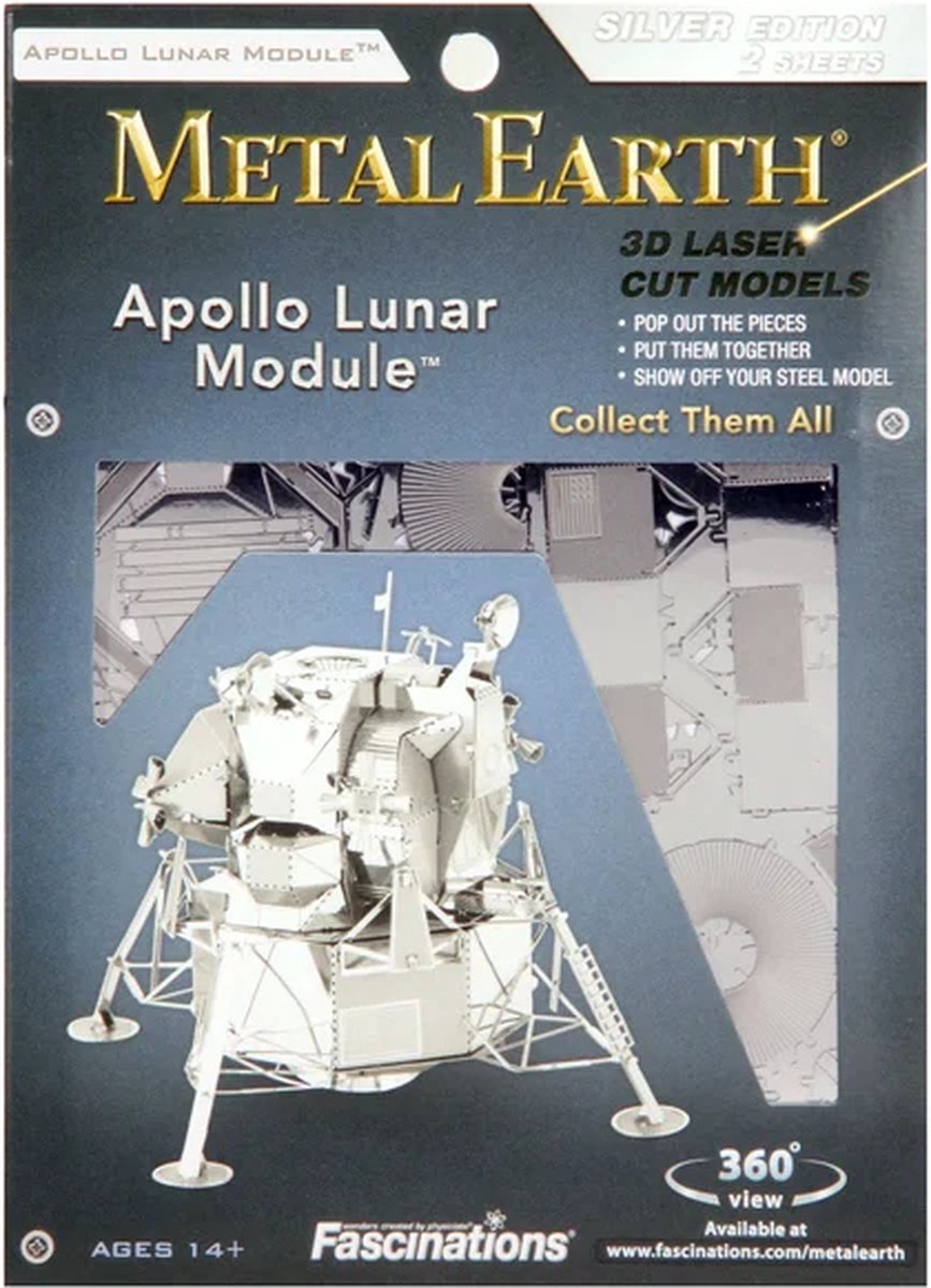 Metal Earth apollo lunar module zilver editie