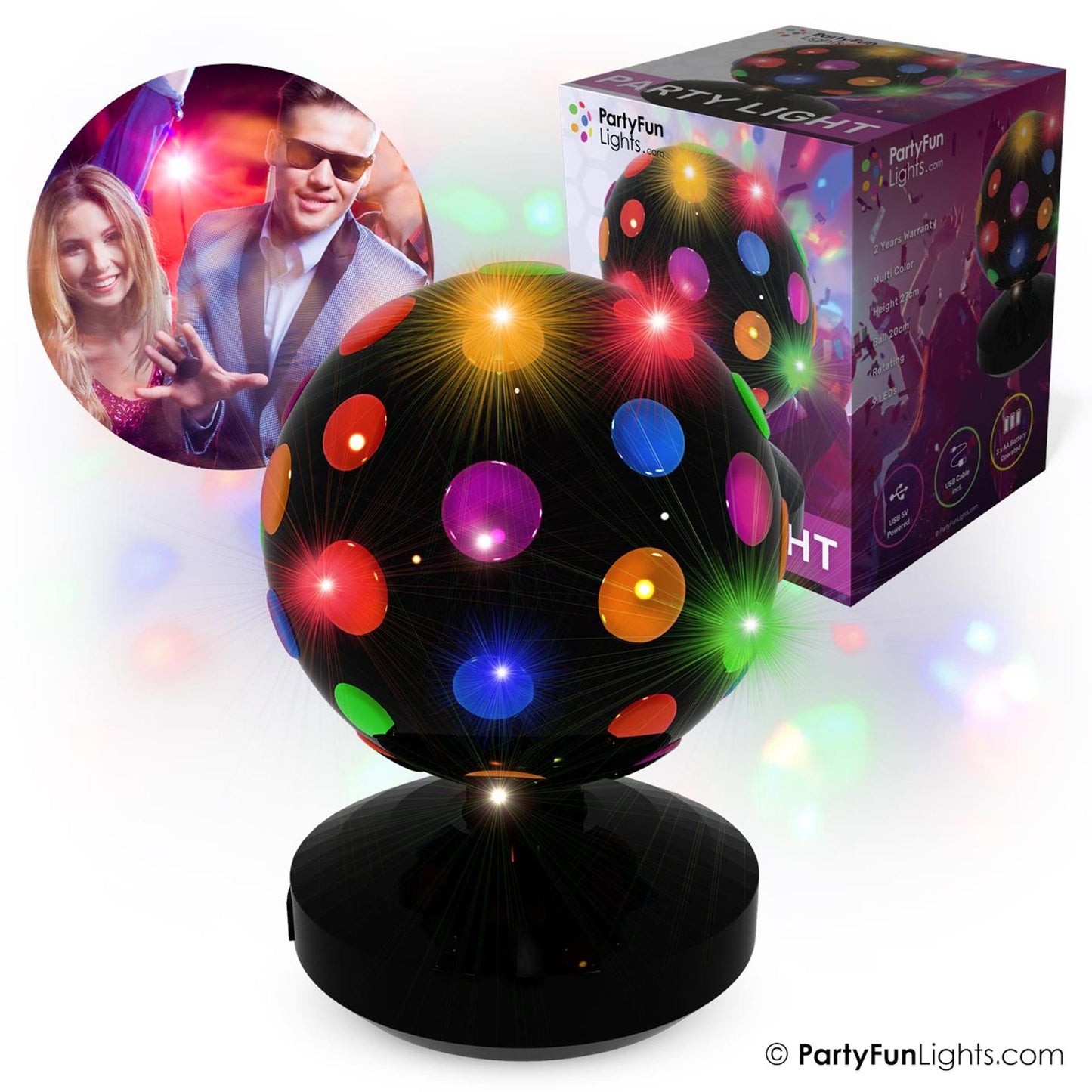 PartyFun Lights Disco licht dia20cm 9 led