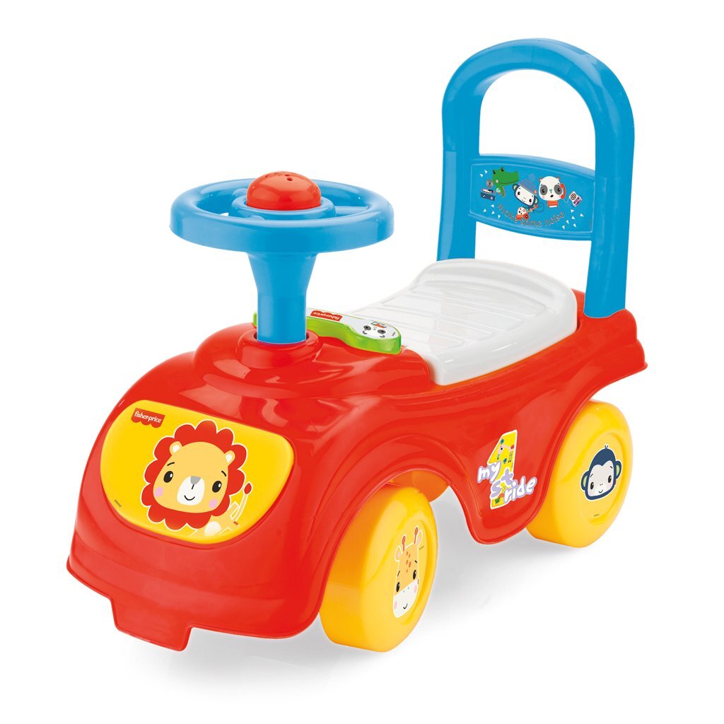Fisher Price loopauto + toeter rood blauw geel