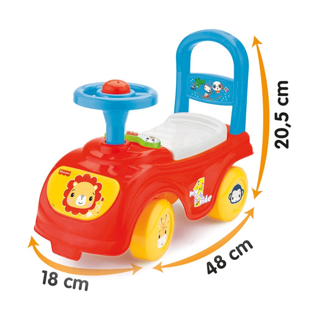 Fisher Price loopauto + toeter rood blauw geel
