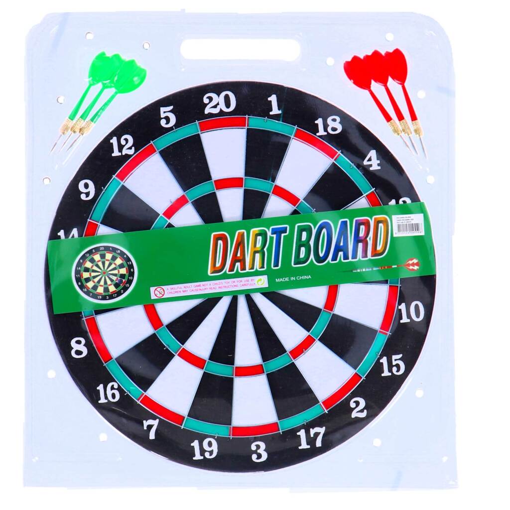 Overige Merken Dartboard tweezijdig + 6 pijlen 37 cm