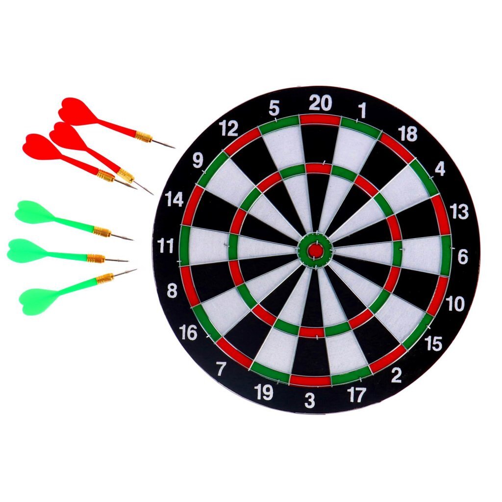 Overige Merken Dartboard tweezijdig + 6 pijlen 37 cm