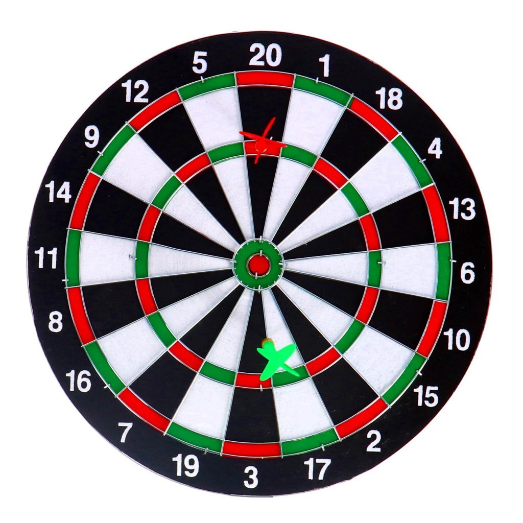 Overige Merken Dartboard tweezijdig + 6 pijlen 37 cm