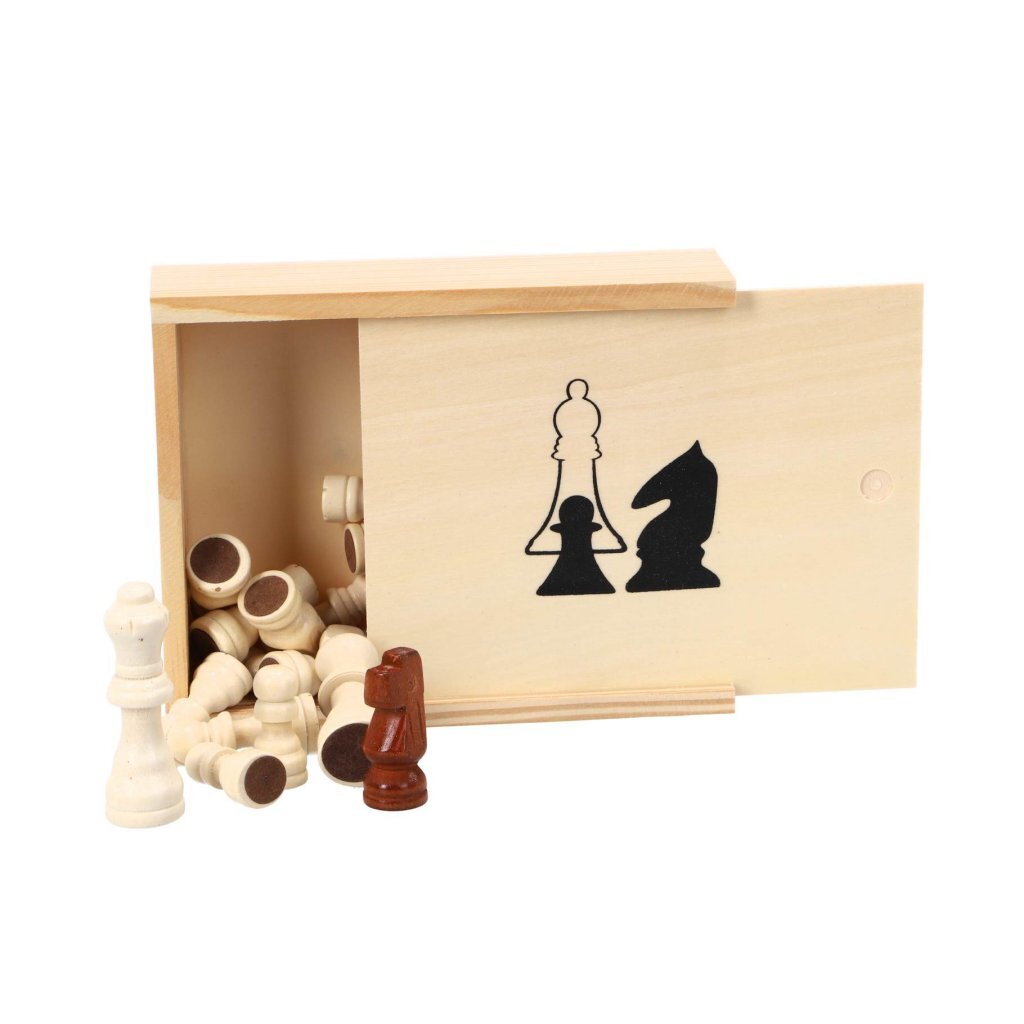 Overige Merken Houten schaakstukken in kistje 19x15.5 cm