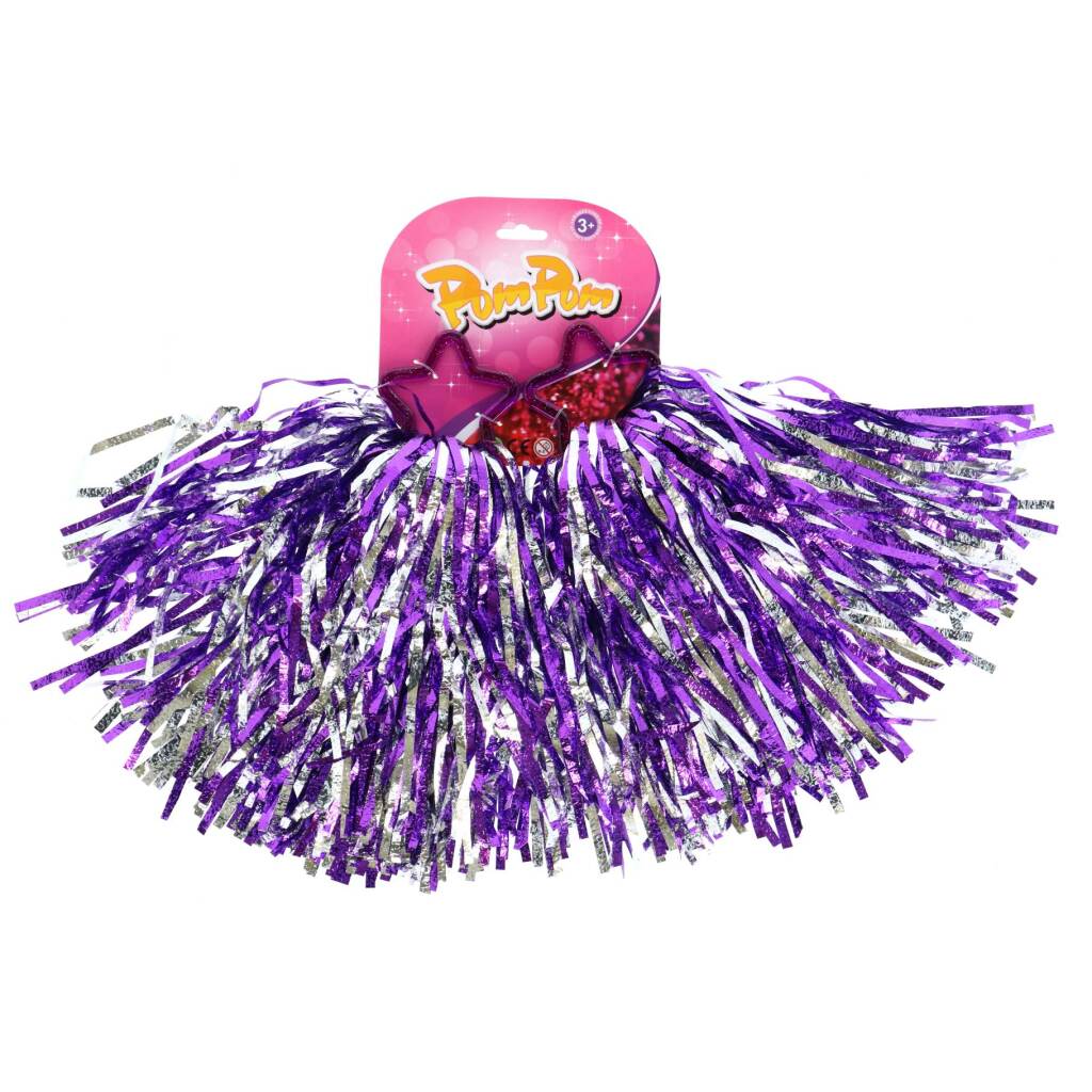 Overige Merken Pom poms 2 stuks paars zilver