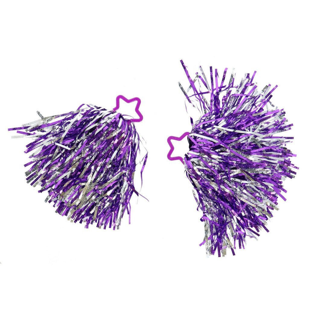 Overige Merken Pom poms 2 stuks paars zilver