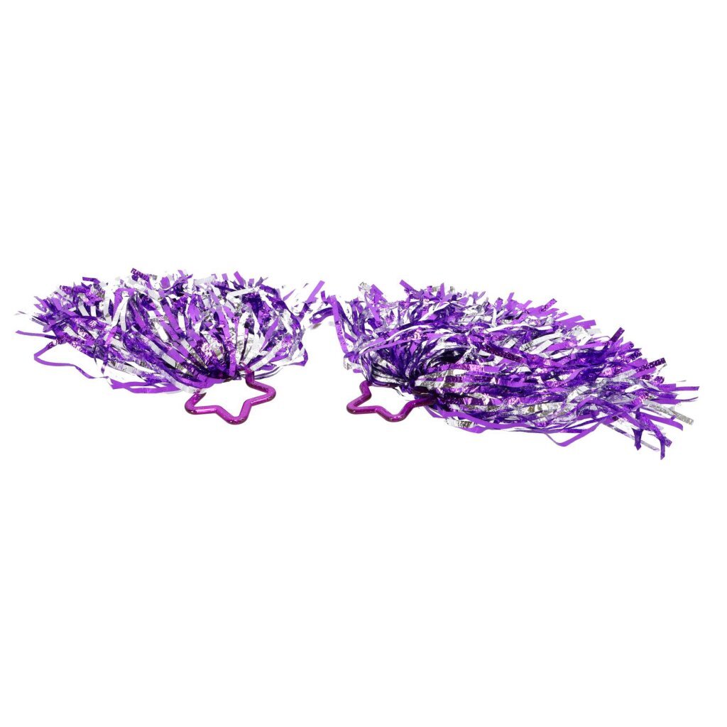 Overige Merken Pom poms 2 stuks paars zilver