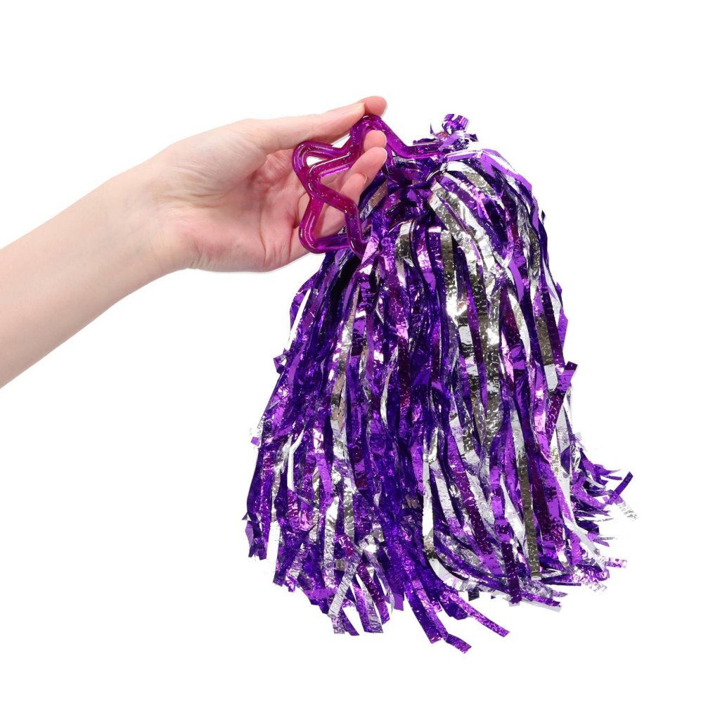 Overige Merken Pom poms 2 stuks paars zilver