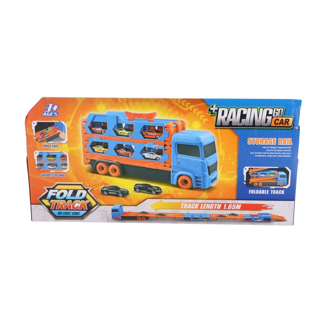 Overige Merken Pop-up auto transporter + 2 die-cast voertuigen