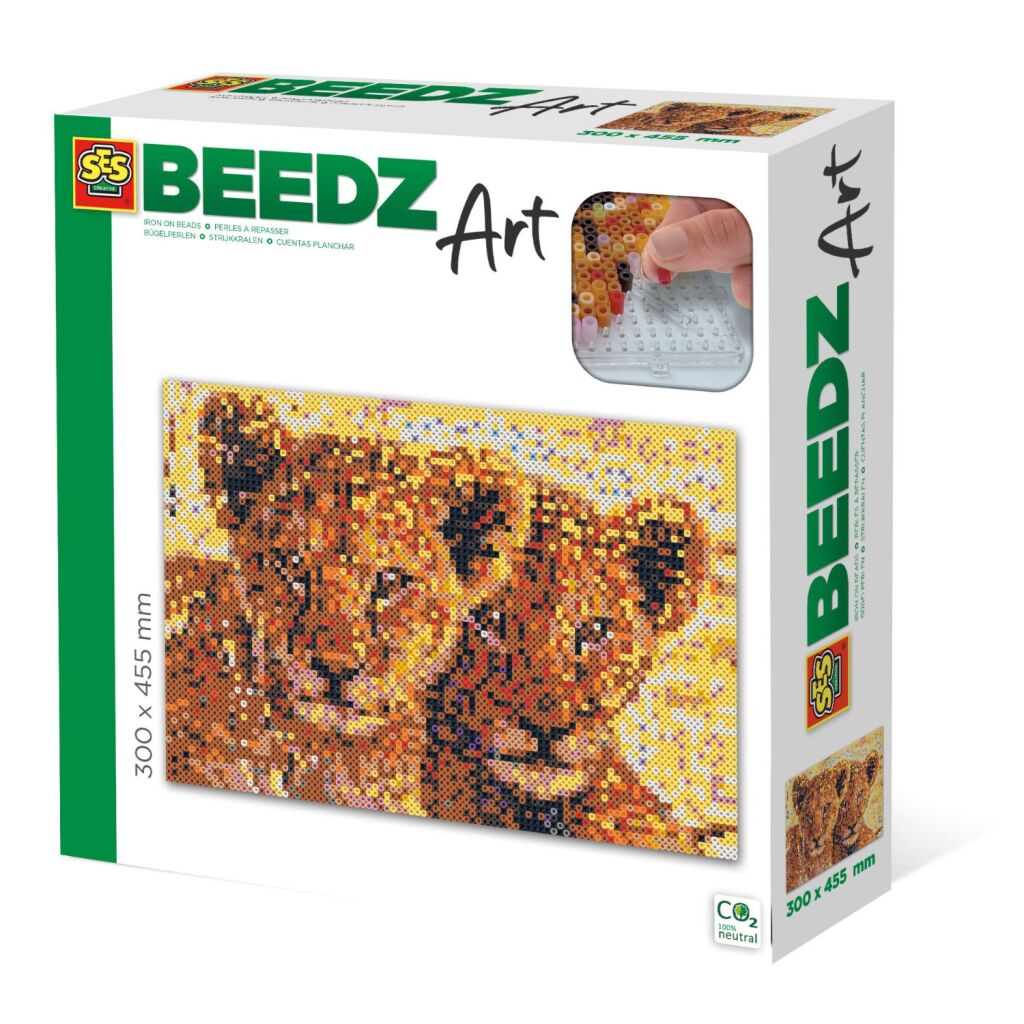 SES Creative beedz art strijkkralen leeuwenwelpen 30x45.5 cm 7000 stuks