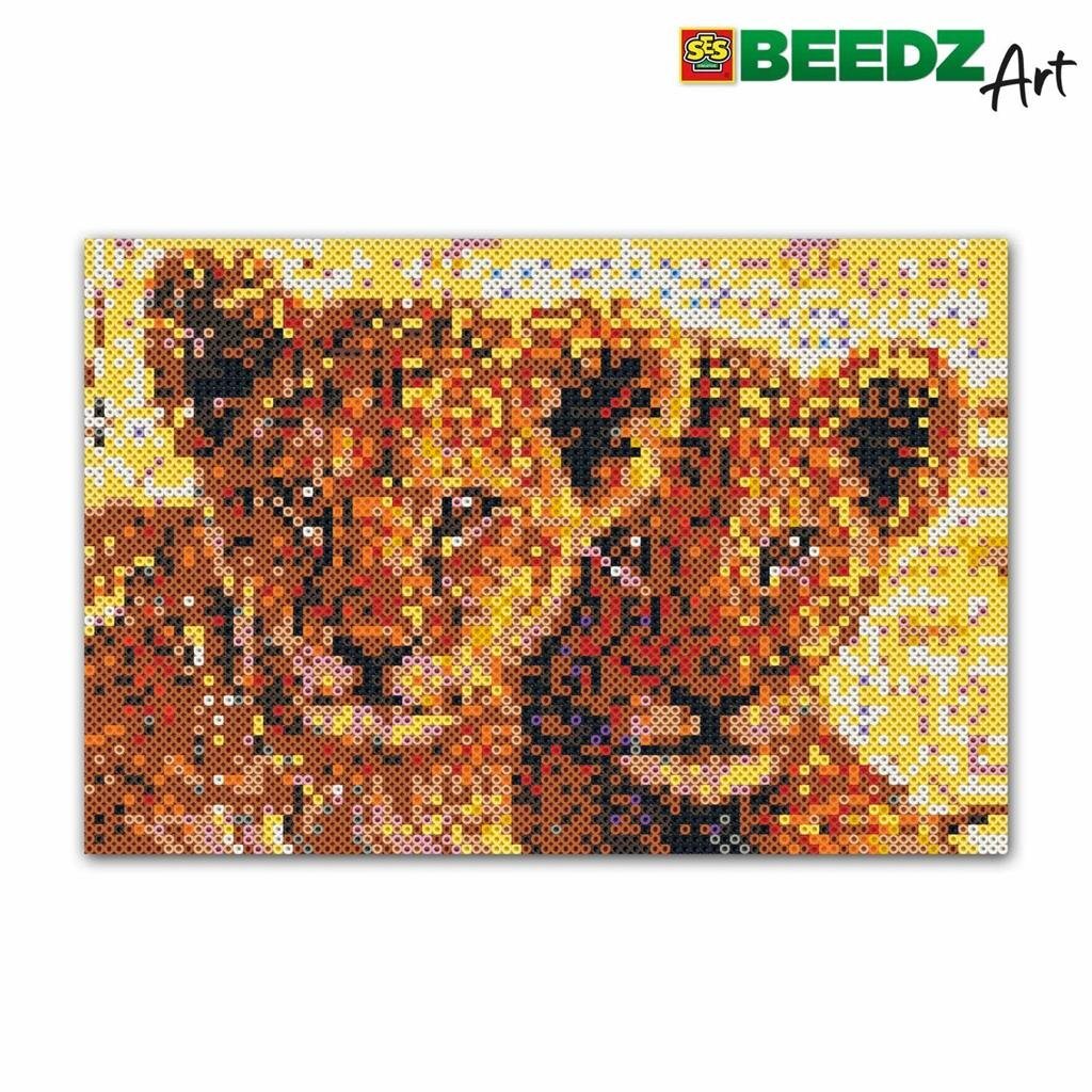 SES Creative beedz art strijkkralen leeuwenwelpen 30x45.5 cm 7000 stuks