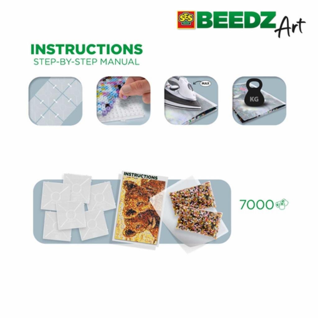 SES Creative beedz art strijkkralen leeuwenwelpen 30x45.5 cm 7000 stuks