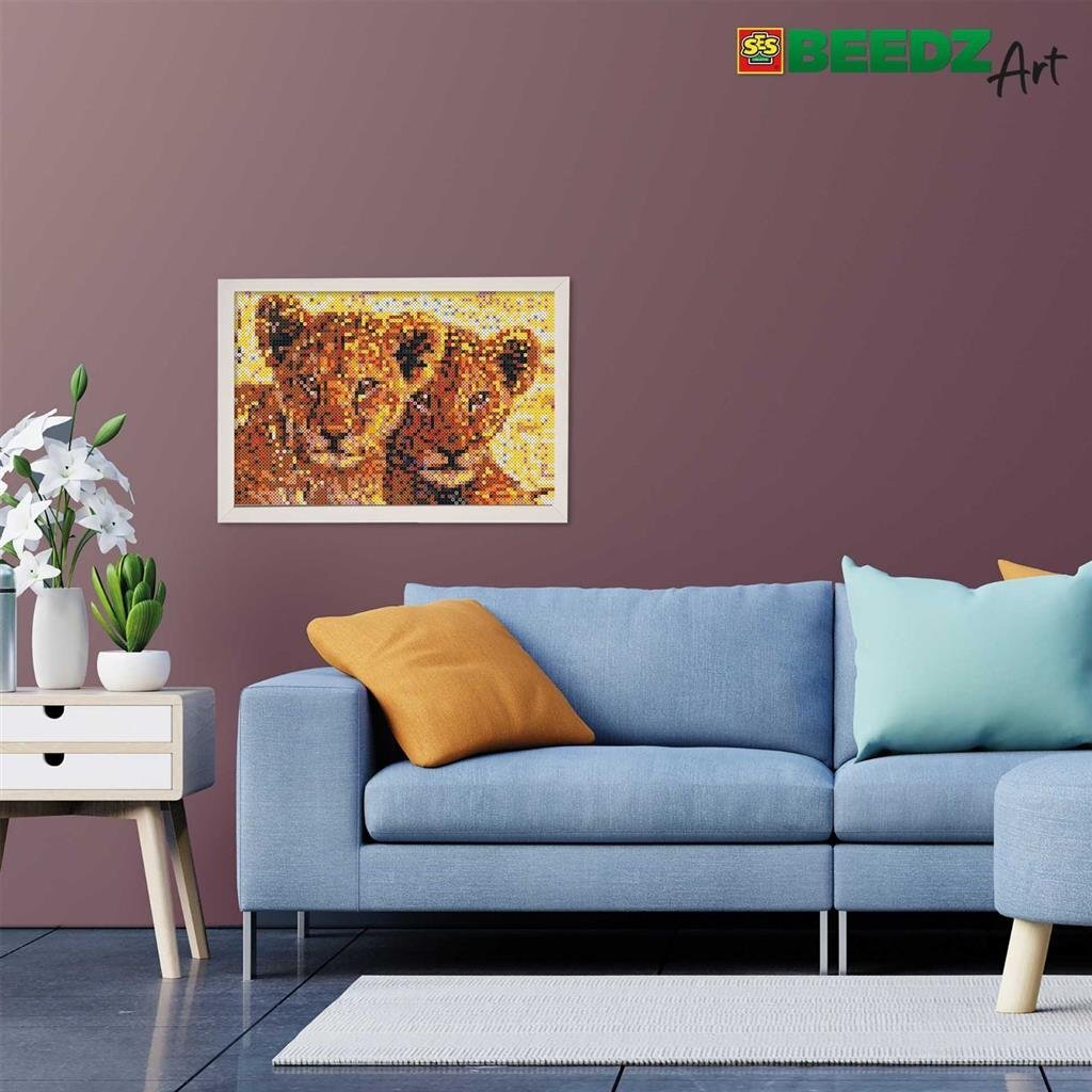 SES Creative beedz art strijkkralen leeuwenwelpen 30x45.5 cm 7000 stuks