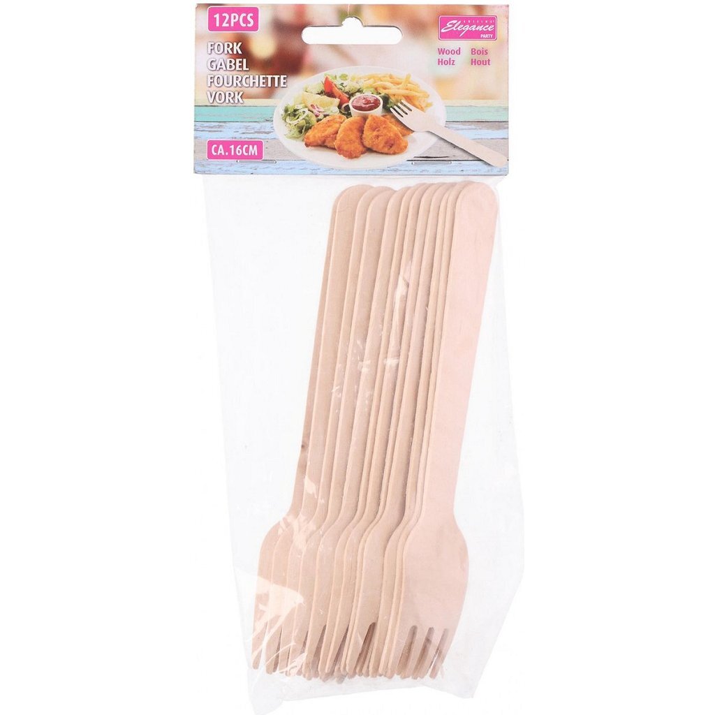 Cuisine Elegance houten vorken 16 cm 12 stuks