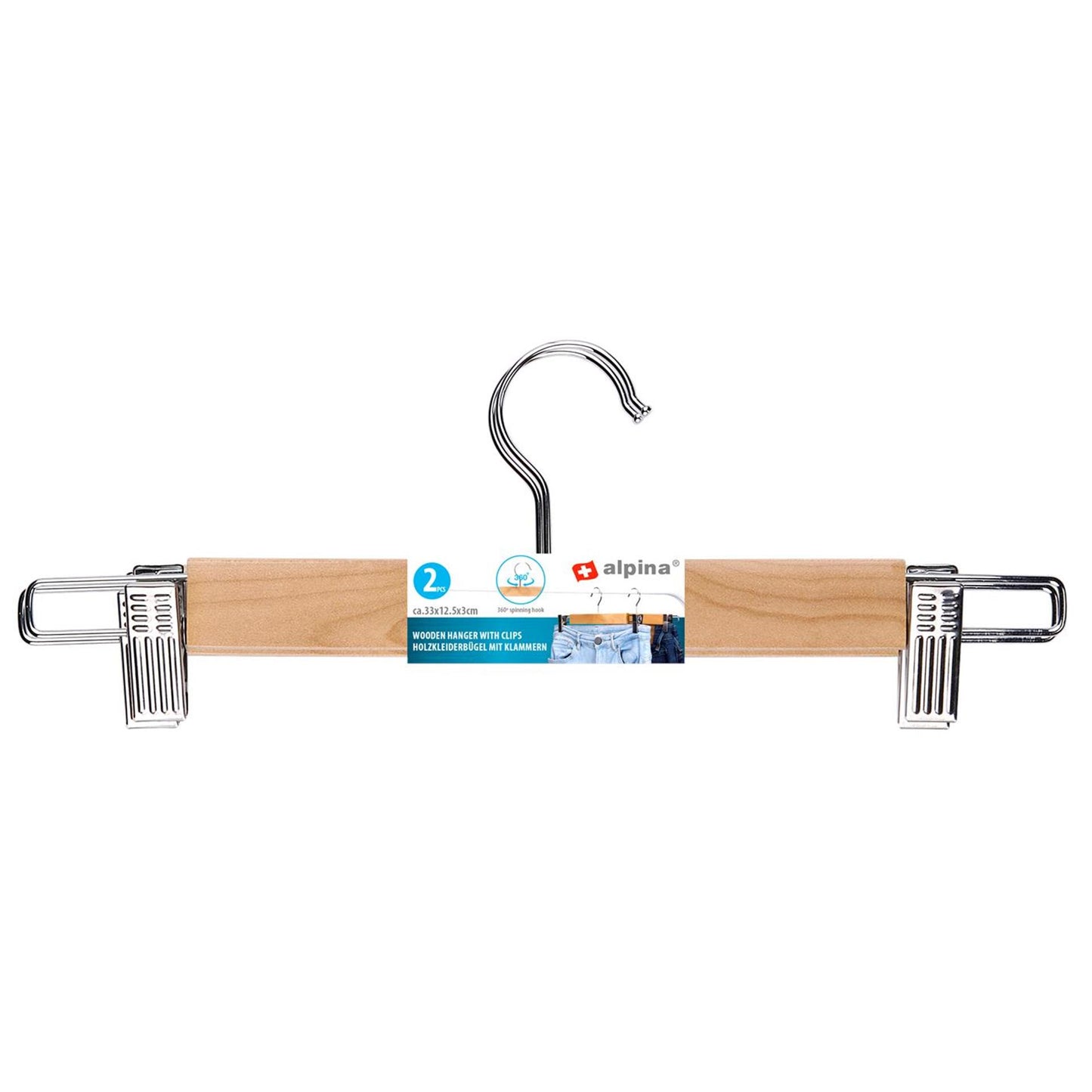 Alpina Broekhanger hout clips 2pc
