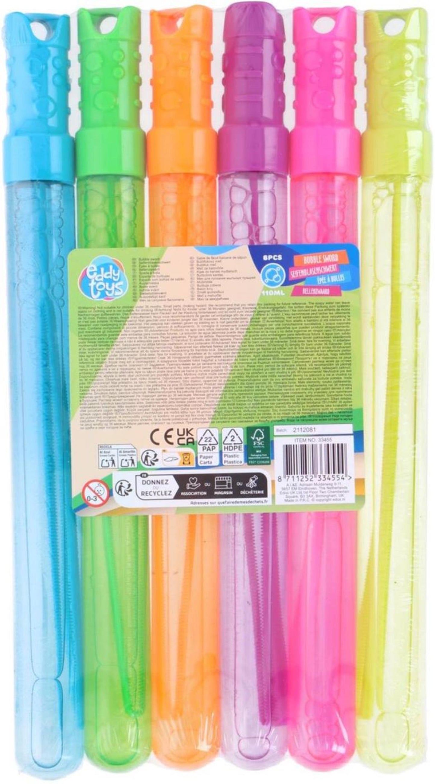 Eddy Toys Bellenblaaszwaard set a 6 stuks 118ml 32cm