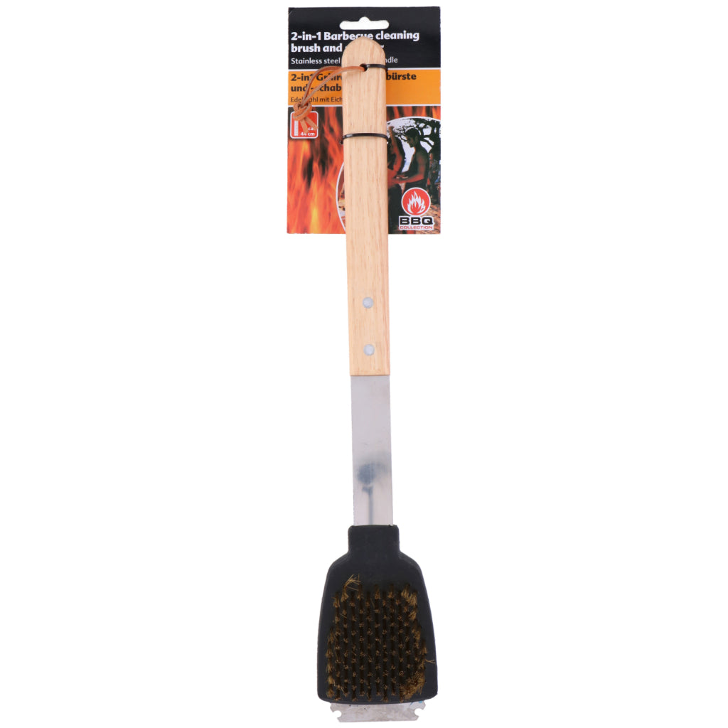 BBQ Collection borstel met schraper rvs eiken