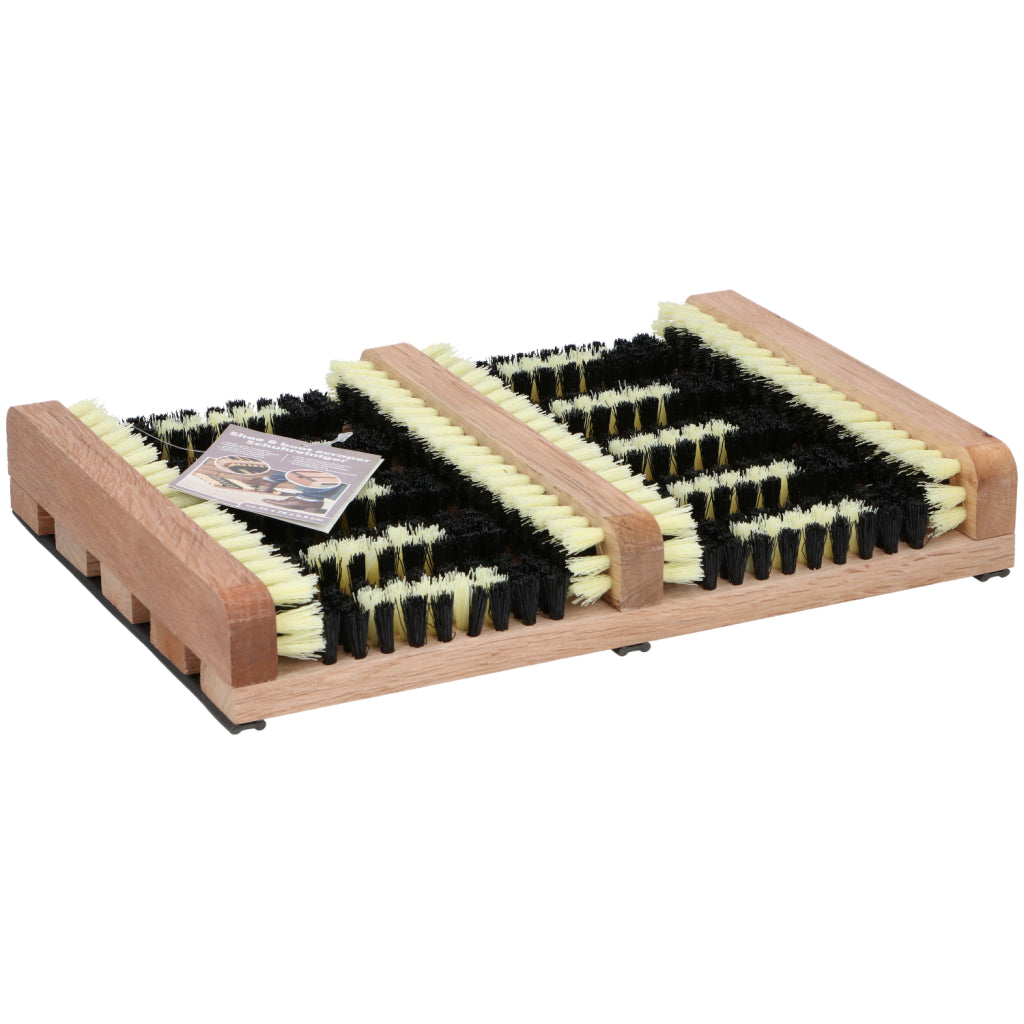 Basic Houten schoenen en laarzen voetveger met borstels 35x26x5,5 cm