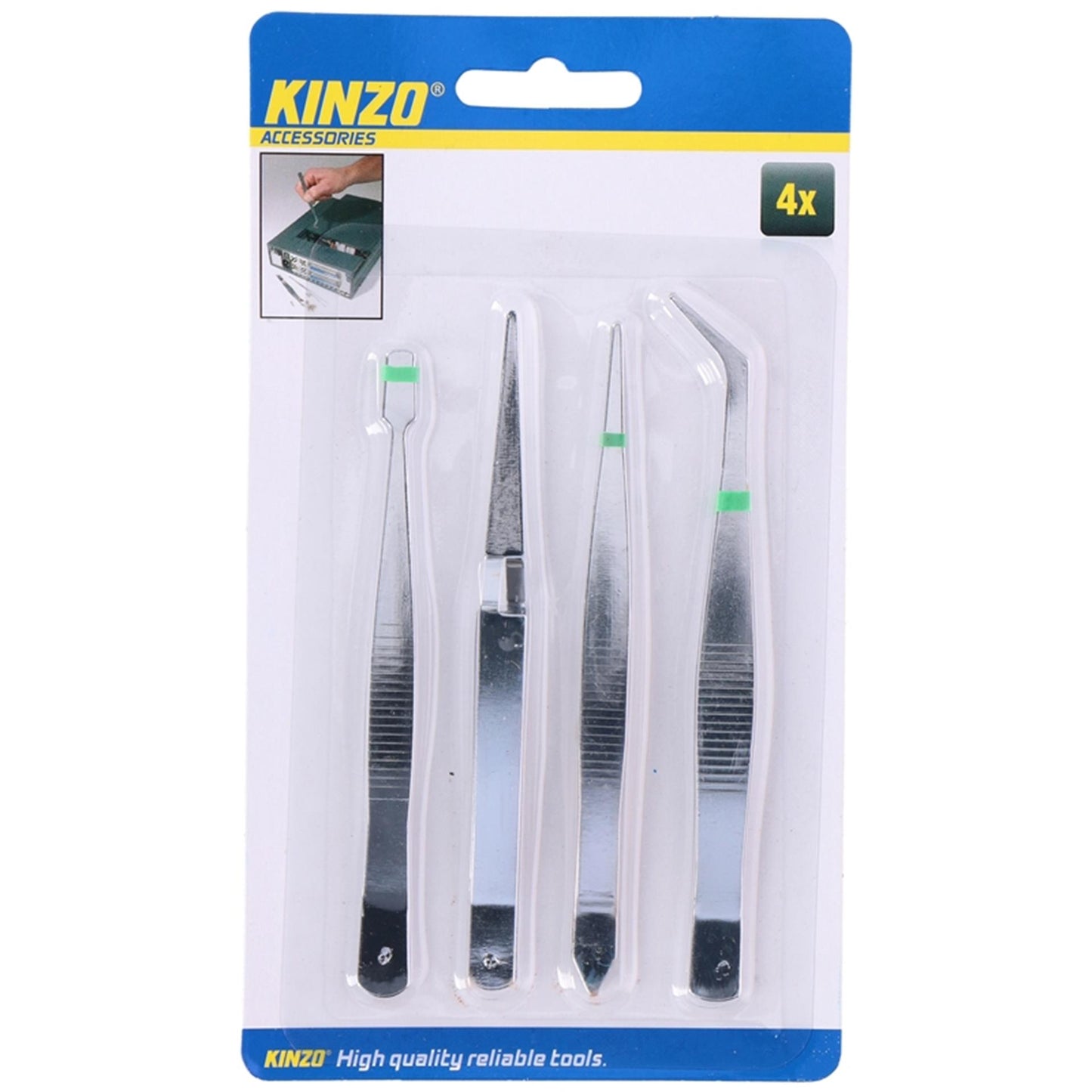 Kinzo pincetset 4-delig op kaart