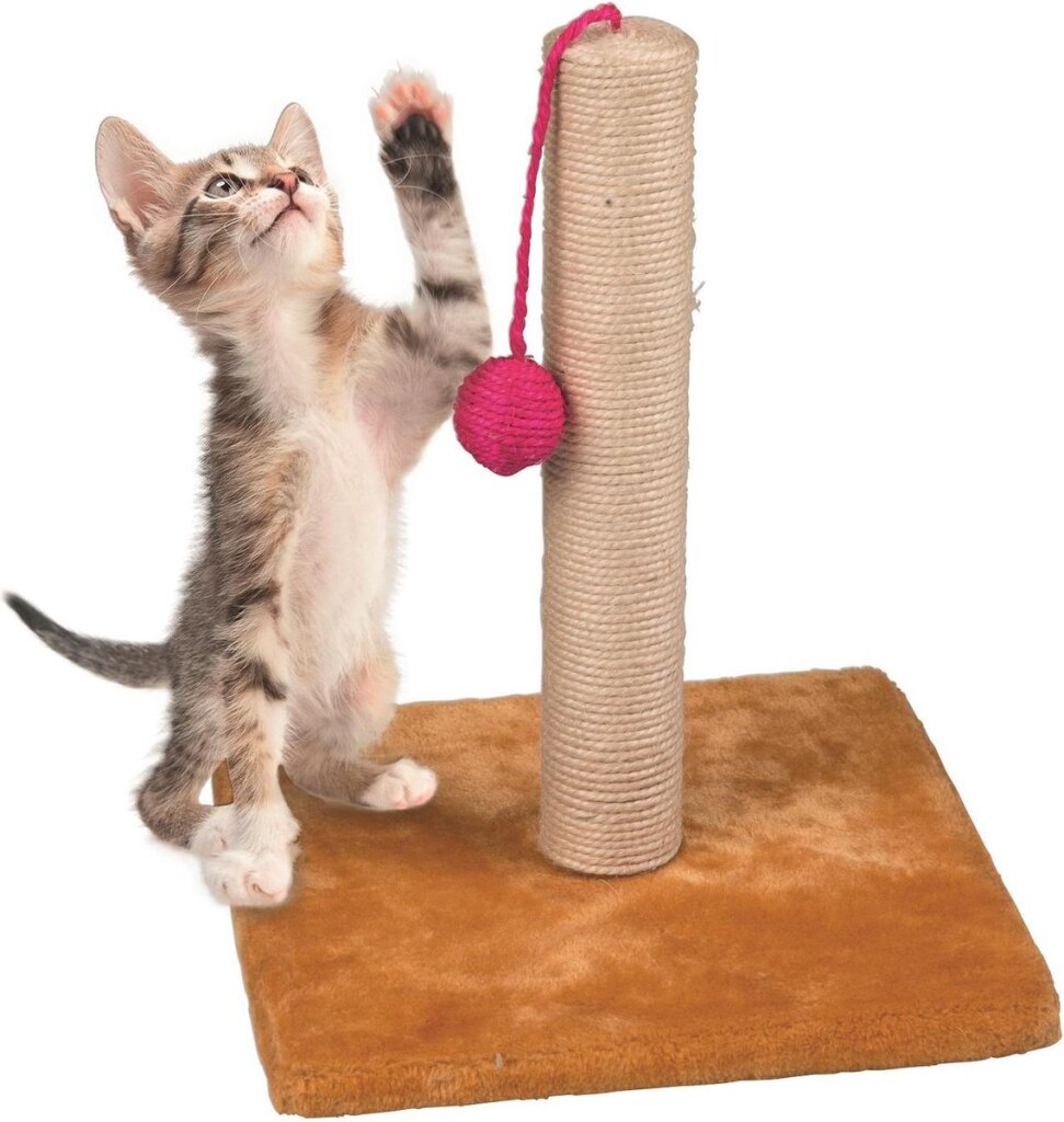 Maxxpro Pet toys krabpaal met balletje hout 30 x 35 cm