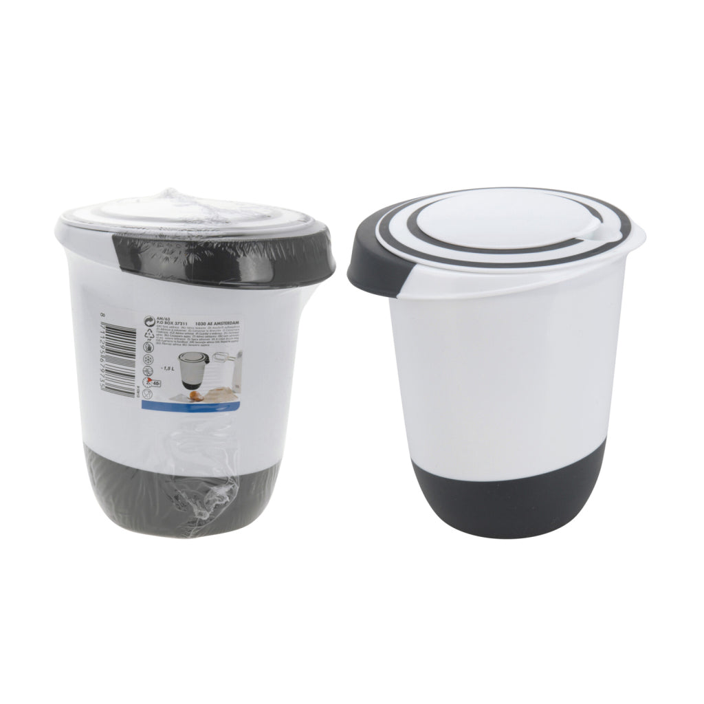 Basic Mengkom met deksel 1.5l wit zwart